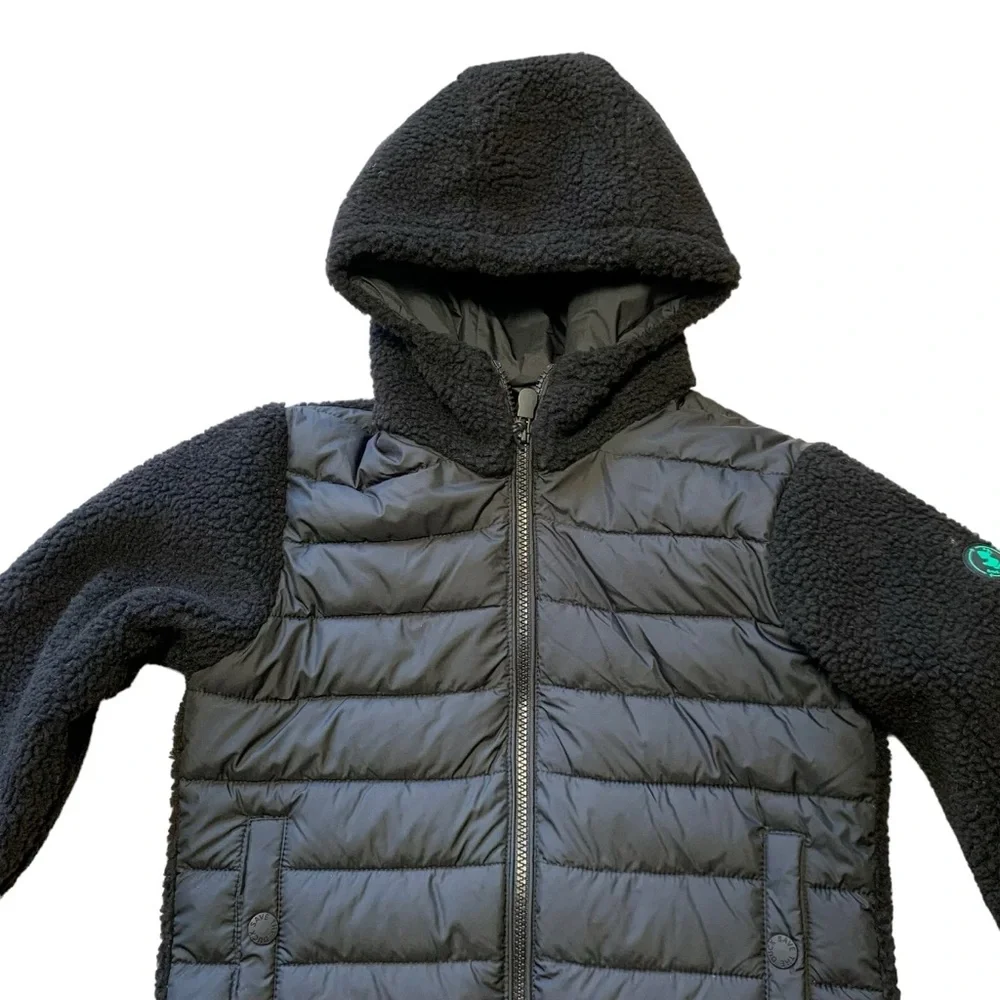 Save The Duck Derik Kids Recycled Hooded Teddy Jacket Black Size 10 NWT Unisex